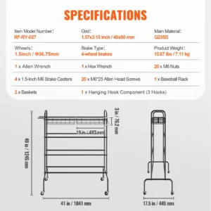 4-Layers Basketball Rack Rolling
