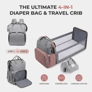 Multi-Functional Diaper Bag Backpack, 4-in-1