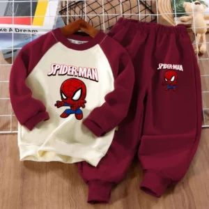 Printed Cartoon Spider Man Kids Boy Sweatshirts Two Piece Sets